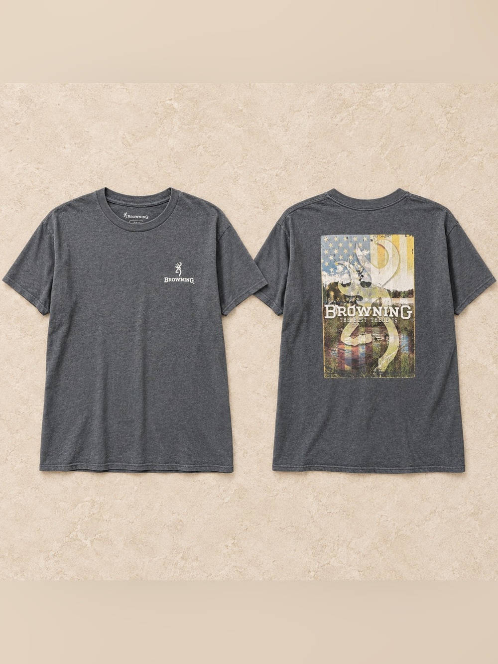 Browning Men's Charcoal Gray Short Sleeve Logo T‑Shirt